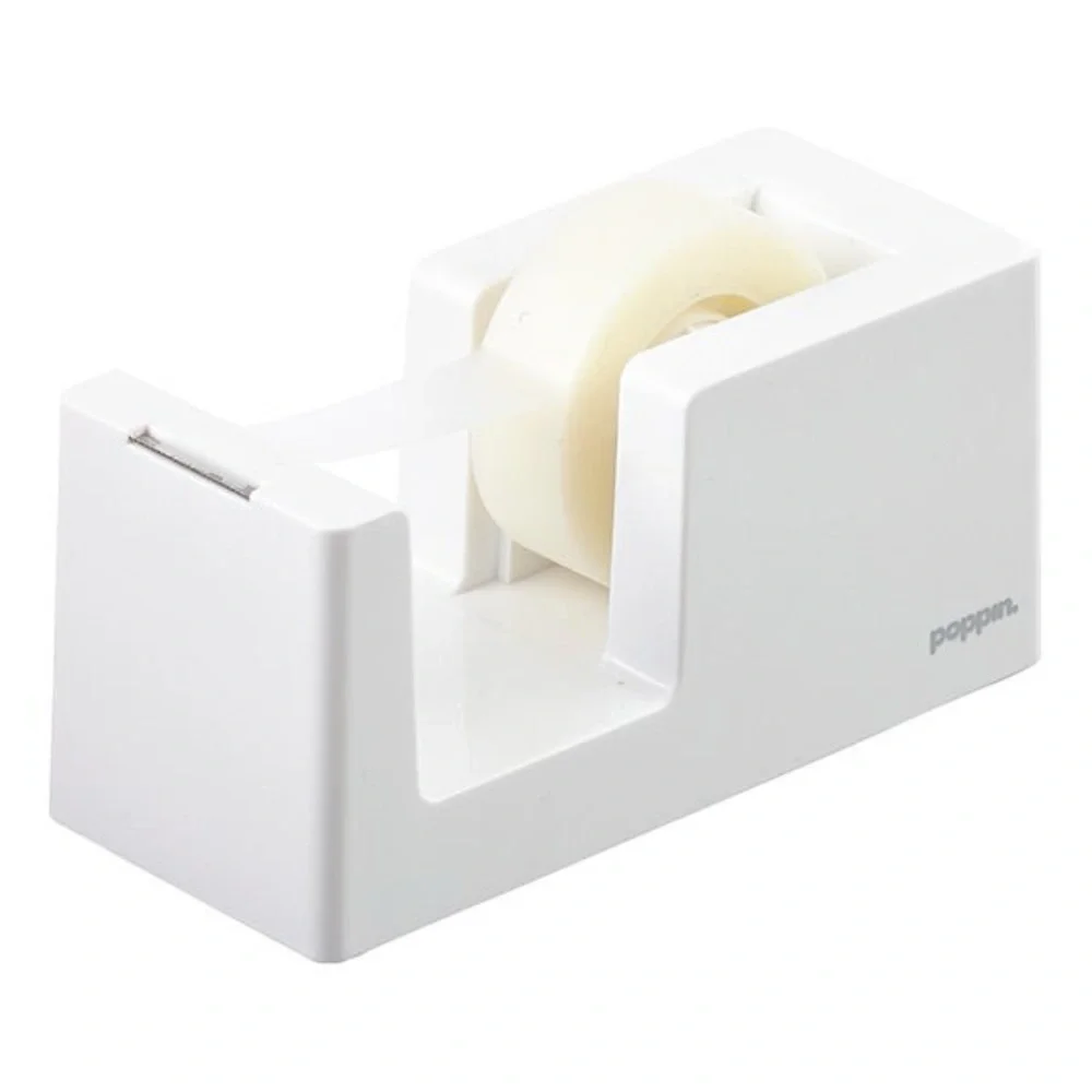 NWT Poppin 2pc SET Tape Dispenser & Roll Glossy Clean White Acrylic Office Desk